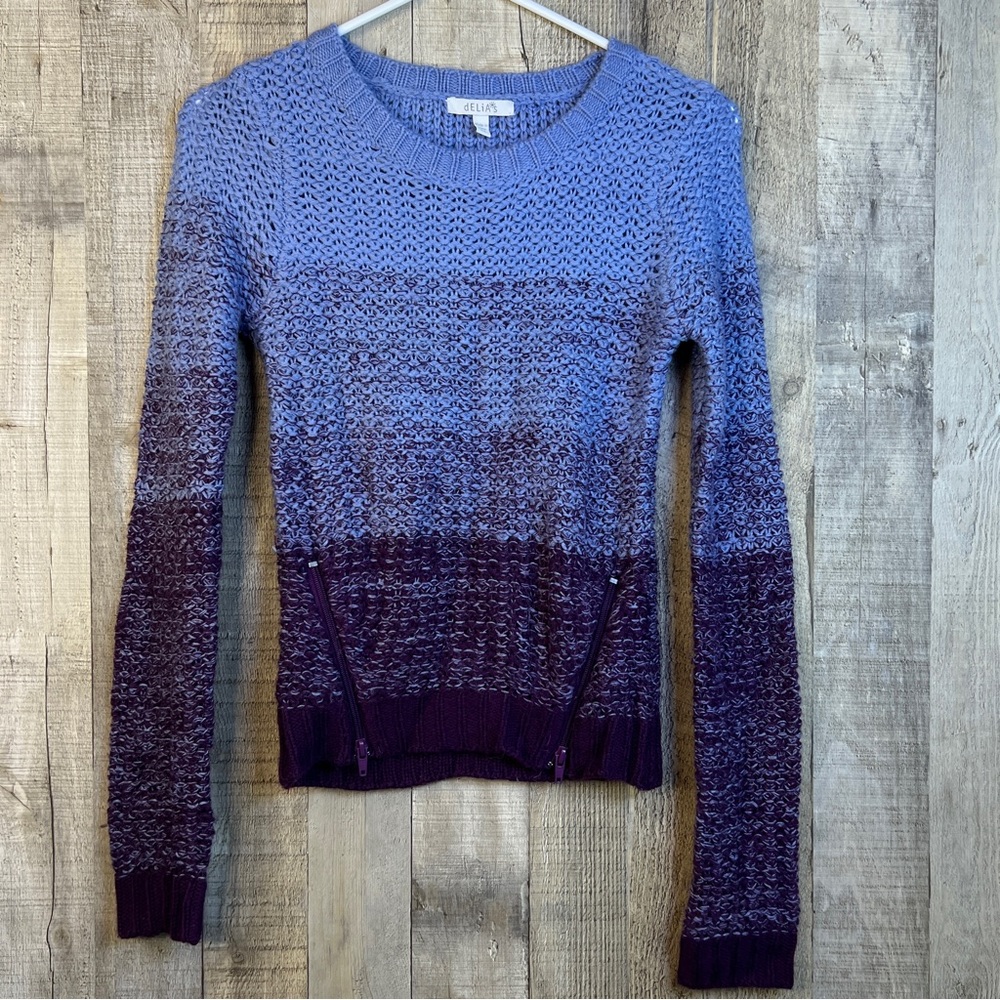 Delia’s XS Purple Crewneck Long Sleeve with Zippers(just for looks)